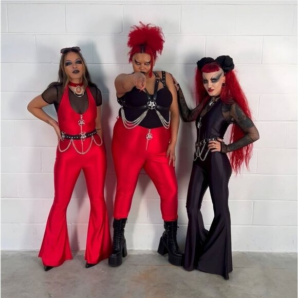 Killstar ✦ Disco Obskura Scarlet Jeans ✦ XL Glossy Red High-Waist Skinny NWT - Picture 7 of 8